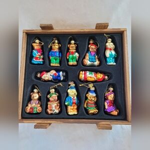 Thomas Pacconi Classic Blown Glass Teddy Bear Ornaments Set of 12